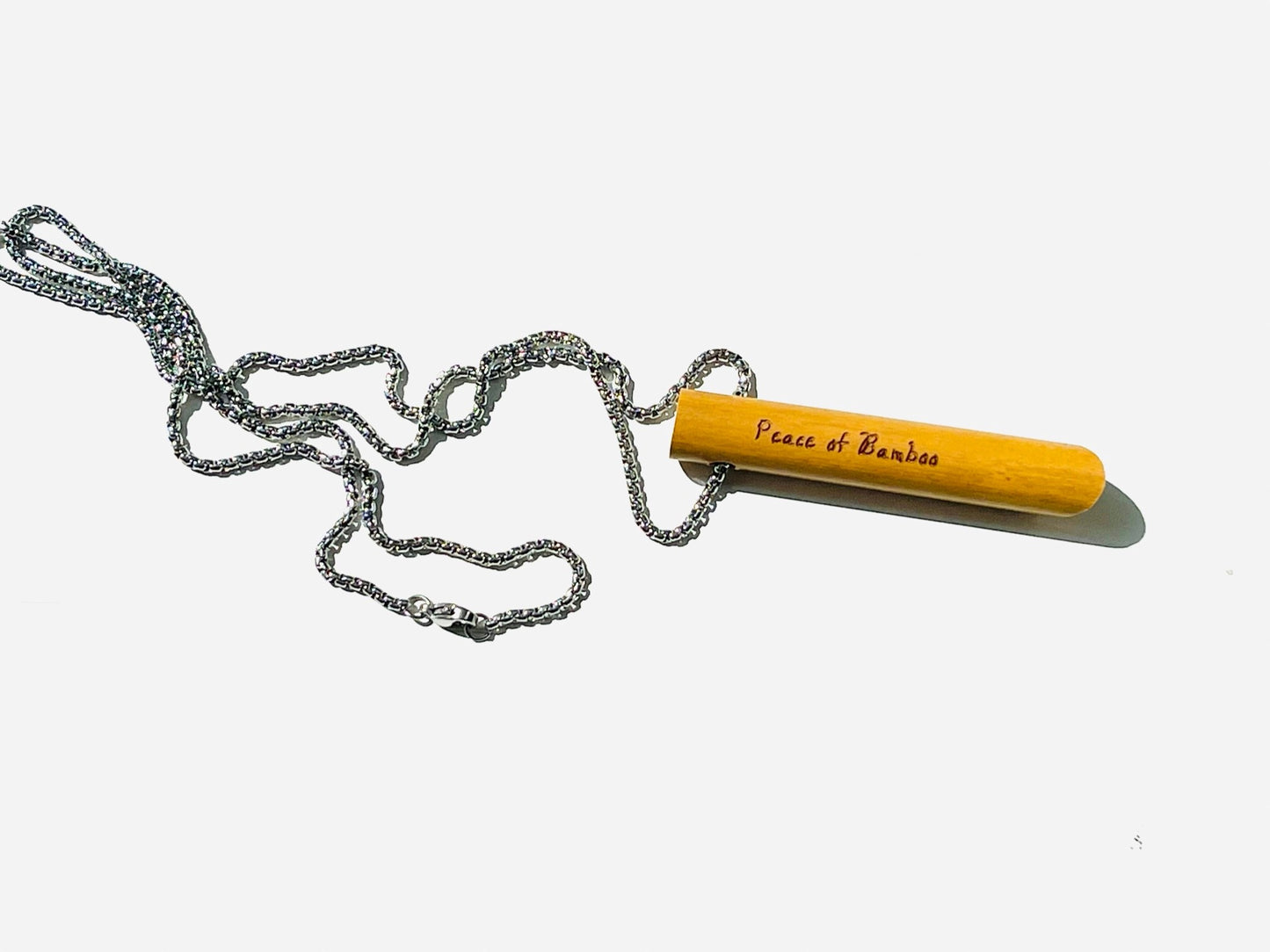 Bamboo Eco-friendly breathing necklace Anxiety Relief | Self Care | Gender Neutral | Meditation tool | w/choice of stainless steel chain