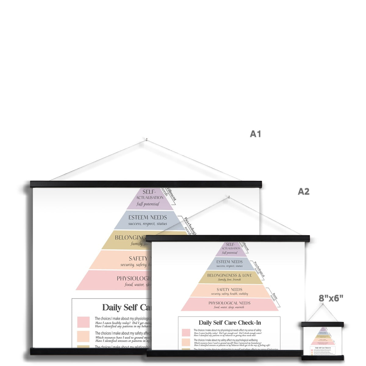 Maslow's Hierarchy of Needs Vertical Fine Art Print with Hanger