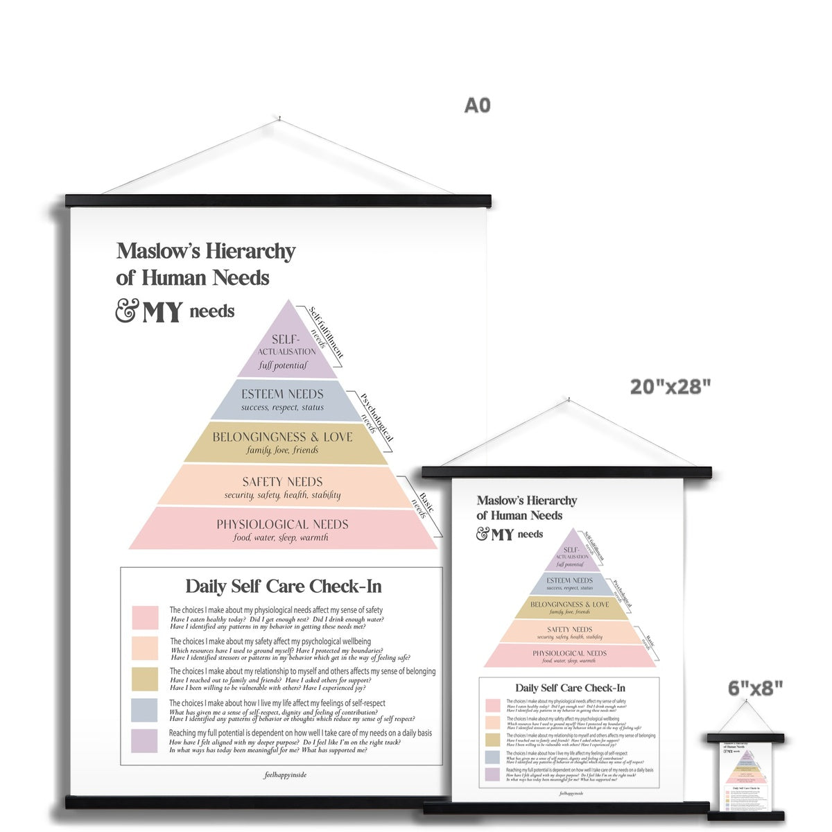 Maslow's Hierarchy of Needs Vertical Fine Art Print with Hanger