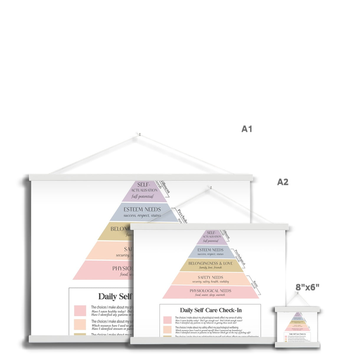 Maslow's Hierarchy of Needs Vertical Fine Art Print with Hanger