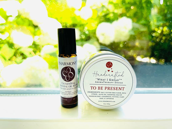 Mental health/stress relief Mini bundle with choice of What I Knead Stress Relief AromaTherapy dough and matching Essential oil rollerball bottle