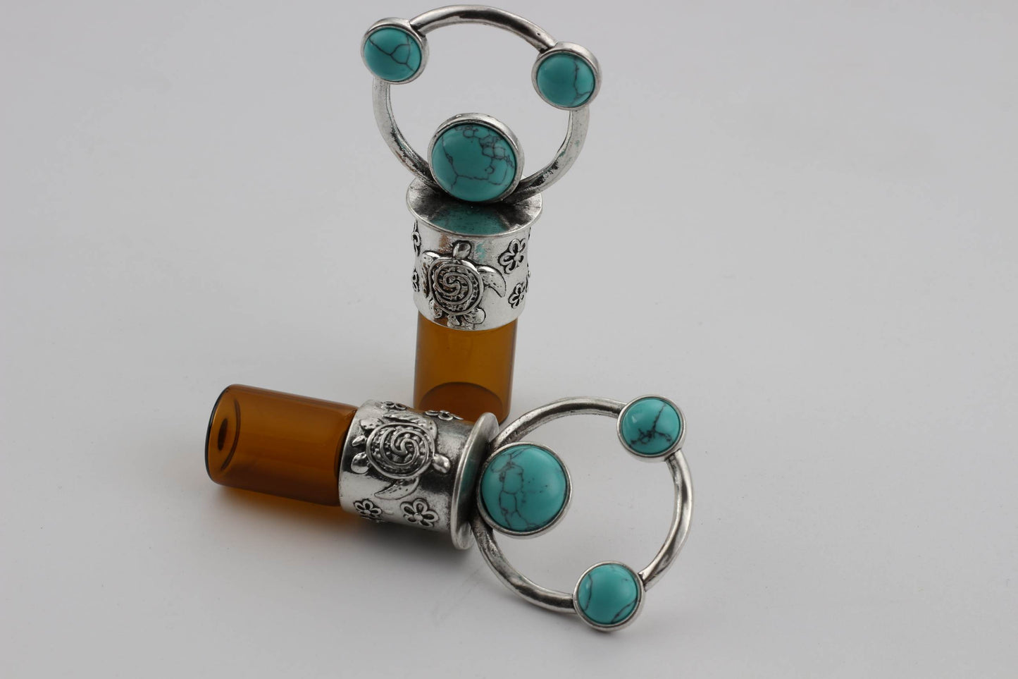 Stress Relief, Anxiety support, AromaTherapy Essential Oil Rollerball Necklace with Turtle and Earth design