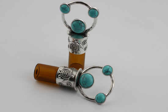 Stress Relief, Anxiety support, AromaTherapy Essential Oil Rollerball Necklace with Turtle and Earth design