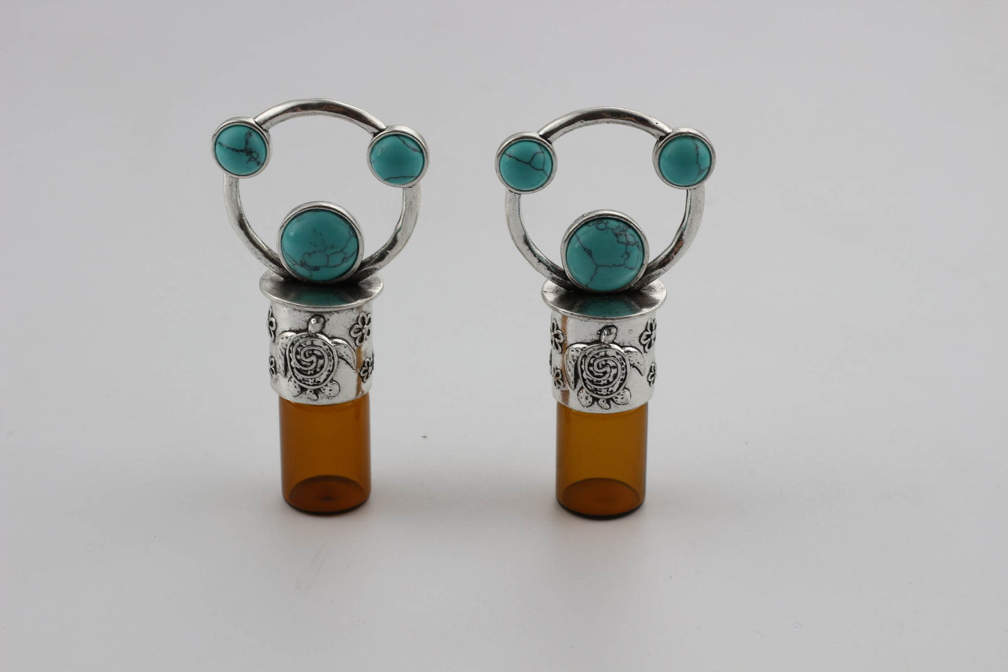 Stress Relief, Anxiety support, AromaTherapy Essential Oil Rollerball Necklace with Turtle and Earth design
