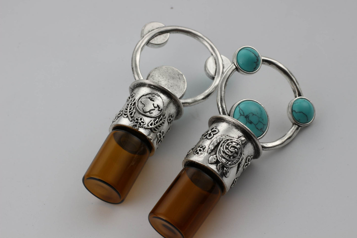 Stress Relief, Anxiety support, AromaTherapy Essential Oil Rollerball Necklace with Turtle and Earth design