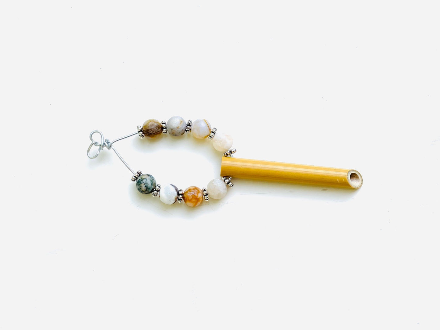 Longevity© Anxiety necklace breathing necklace stress relief Peace of Bamboo with Bamboo Leaf Agate (8mm)