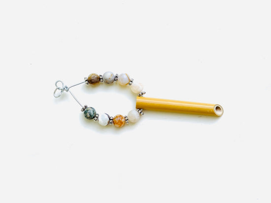 Longevity© Anxiety necklace breathing necklace stress relief Peace of Bamboo with Bamboo Leaf Agate (8mm)