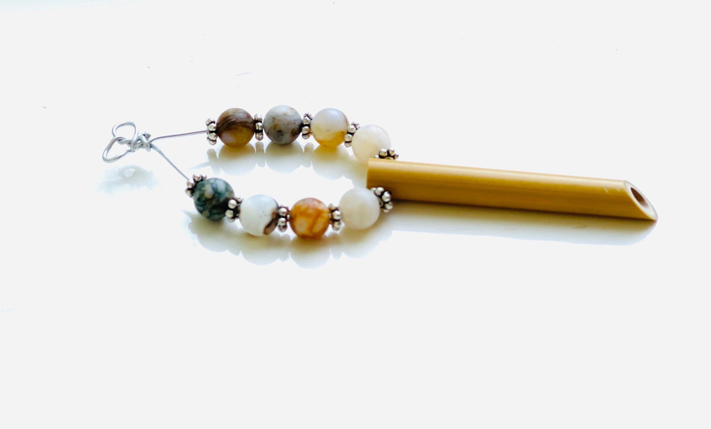 Longevity© Anxiety necklace breathing necklace stress relief Peace of Bamboo with Bamboo Leaf Agate (8mm)