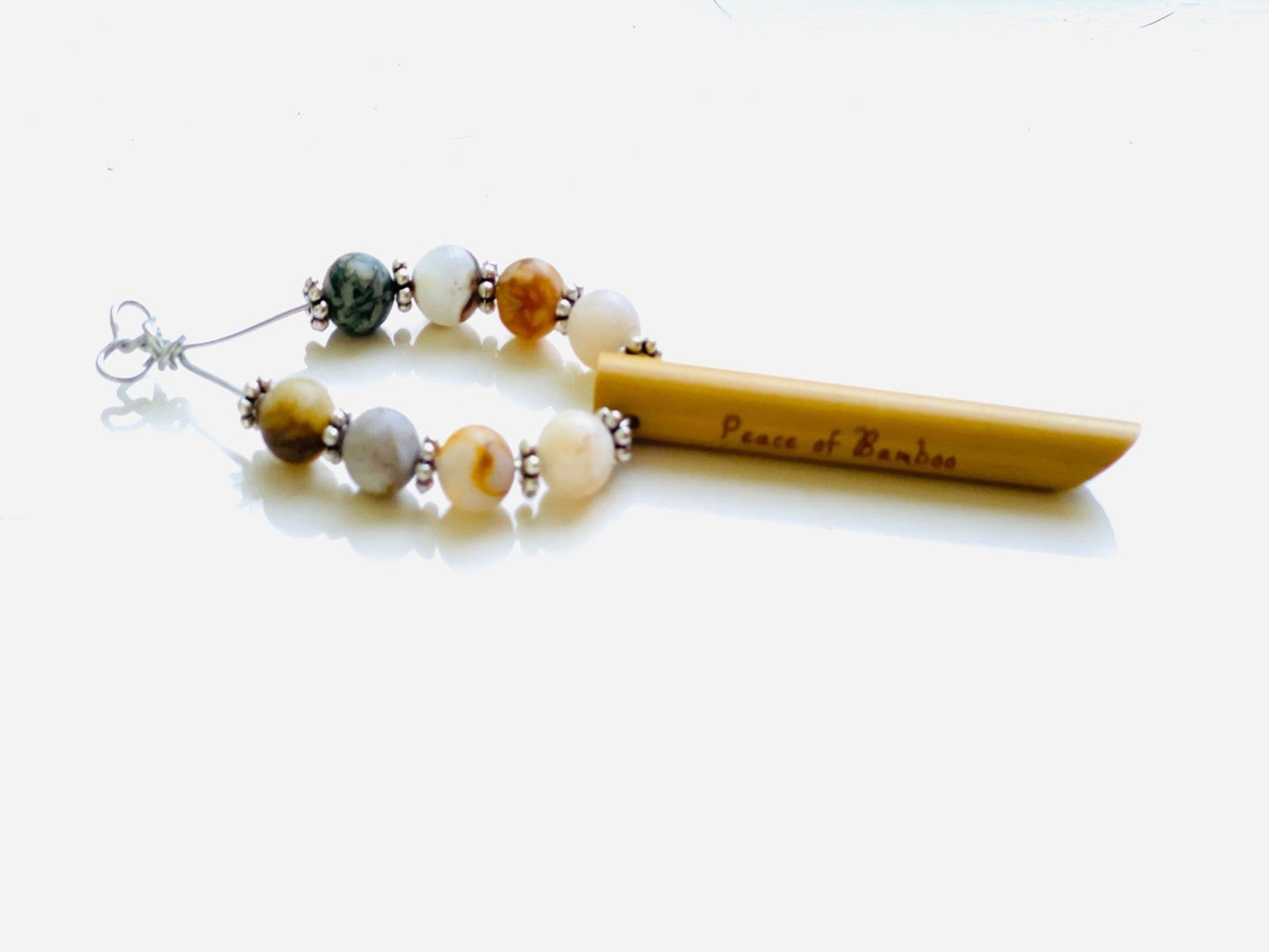 Longevity© Anxiety necklace breathing necklace stress relief Peace of Bamboo with Bamboo Leaf Agate (8mm)