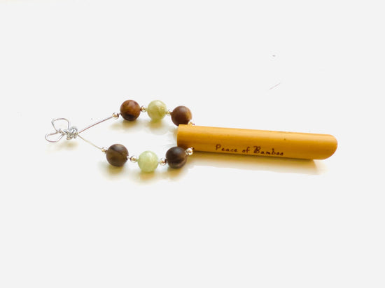 In Balance© Bamboo Anti-anxiety stress relief breathing necklace Peace of Bamboo with Petrified Wood & Jade natural gemstones