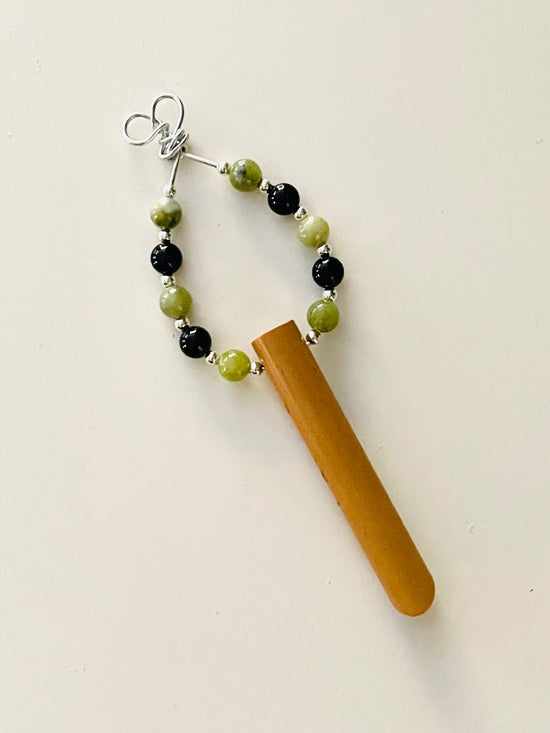 Emotional Balance© Anxiety necklace breathing necklace stress relief Peace of Bamboo w/10 Natural Gemstones 6mm Peridot & Black Tourmaline