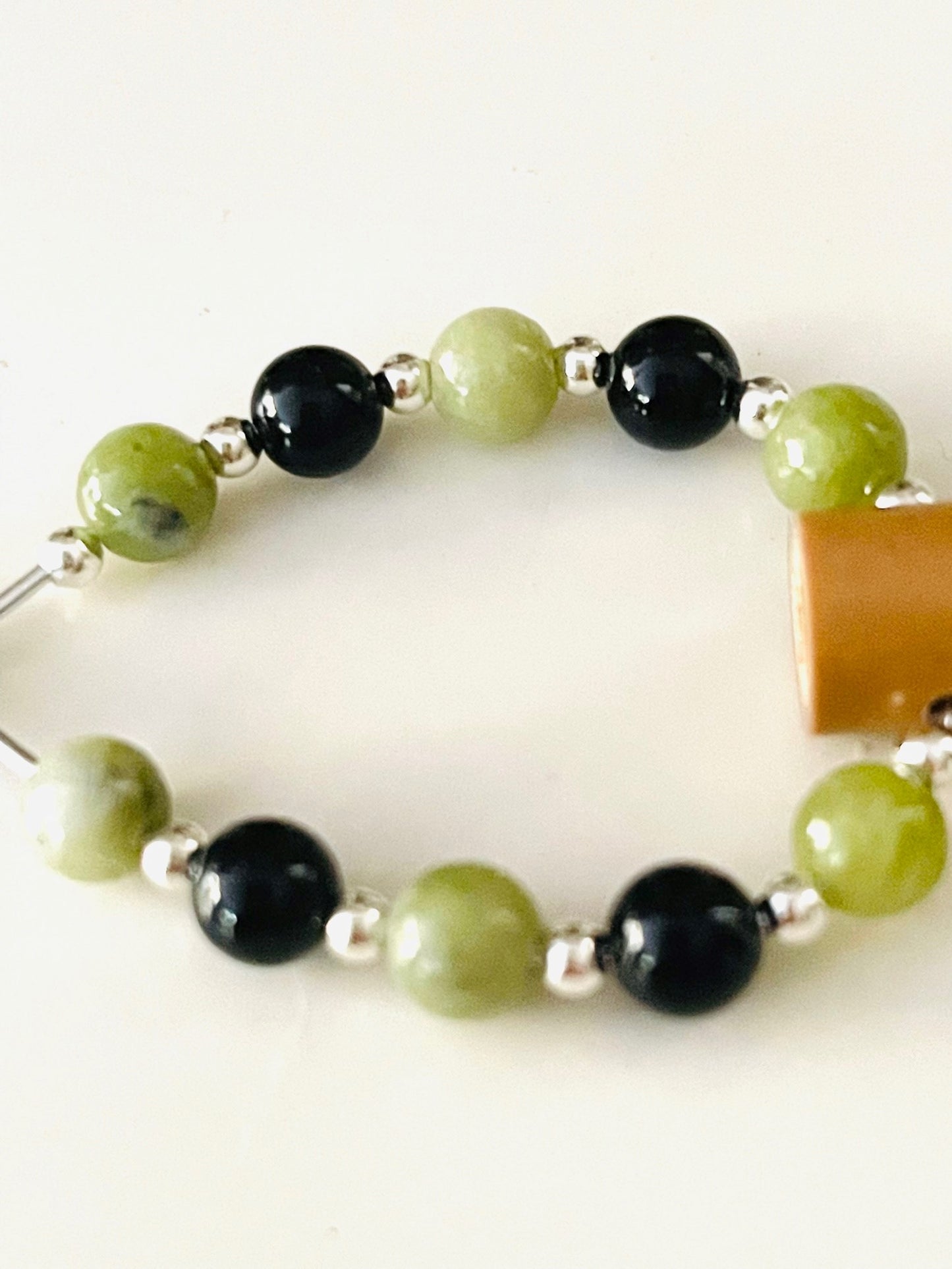 Emotional Balance© Anxiety necklace breathing necklace stress relief Peace of Bamboo w/10 Natural Gemstones 6mm Peridot & Black Tourmaline
