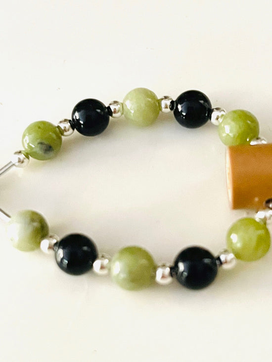 Emotional Balance© Anxiety necklace breathing necklace stress relief Peace of Bamboo w/10 Natural Gemstones 6mm Peridot & Black Tourmaline