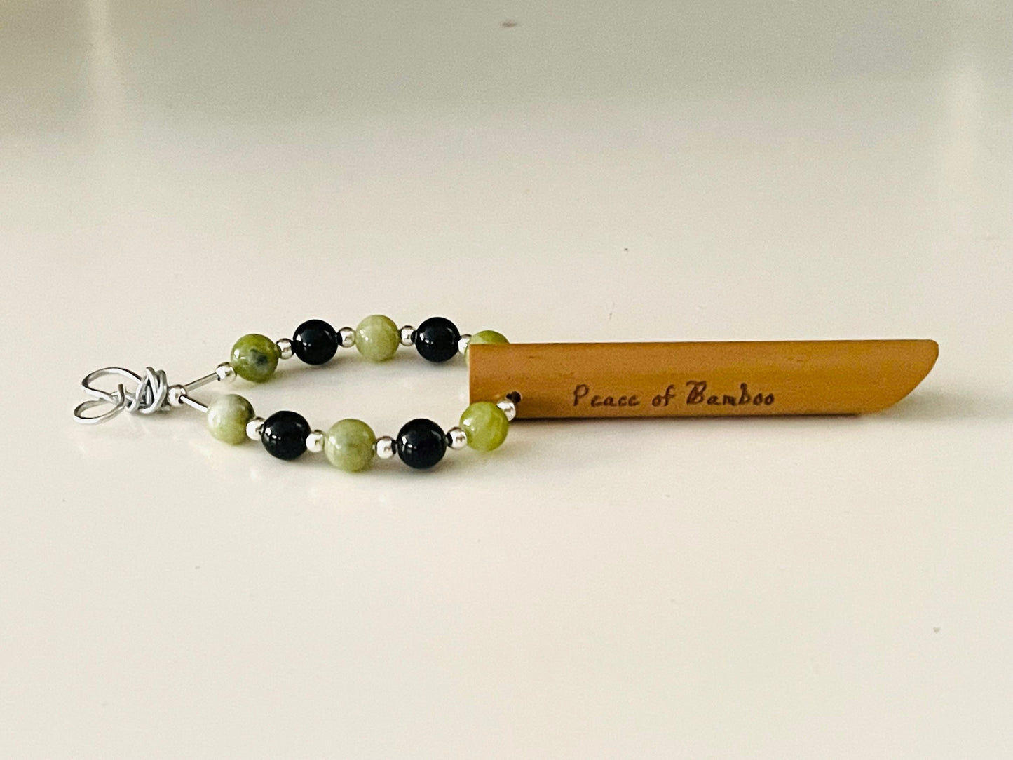 Emotional Balance© Anxiety necklace breathing necklace stress relief Peace of Bamboo w/10 Natural Gemstones 6mm Peridot & Black Tourmaline