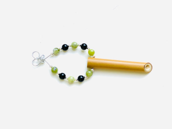 Emotional Balance© Anxiety necklace breathing necklace stress relief Peace of Bamboo w/10 Natural Gemstones 6mm Peridot & Black Tourmaline
