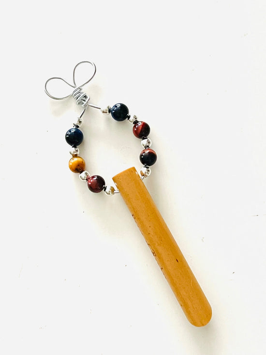 Inner Warrior© Anxiety breathing necklace stress relief Peace of Bamboo Tiger's Eye with optional Aztec charm