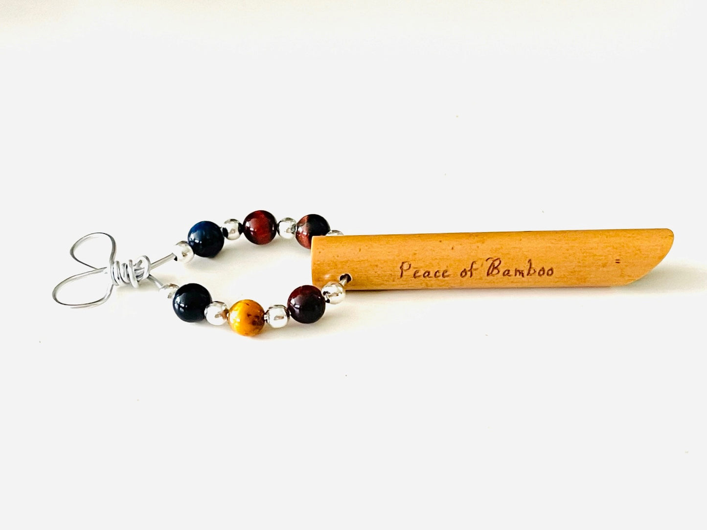 Inner Warrior© Anxiety breathing necklace stress relief Peace of Bamboo Tiger's Eye with optional Aztec charm