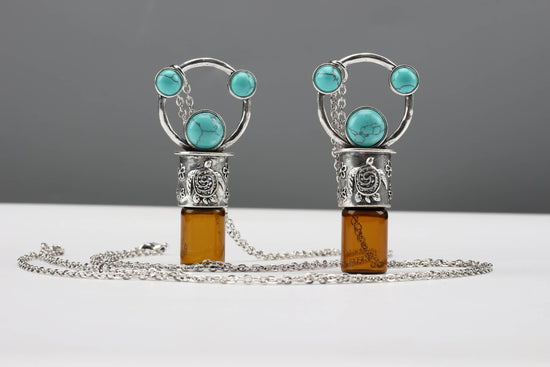 Stress Relief, Anxiety support, AromaTherapy Essential Oil Rollerball Necklace with Turtle and Earth design