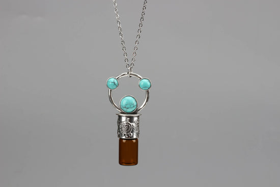 Stress Relief, Anxiety support, AromaTherapy Essential Oil Rollerball Necklace with Turtle and Earth design