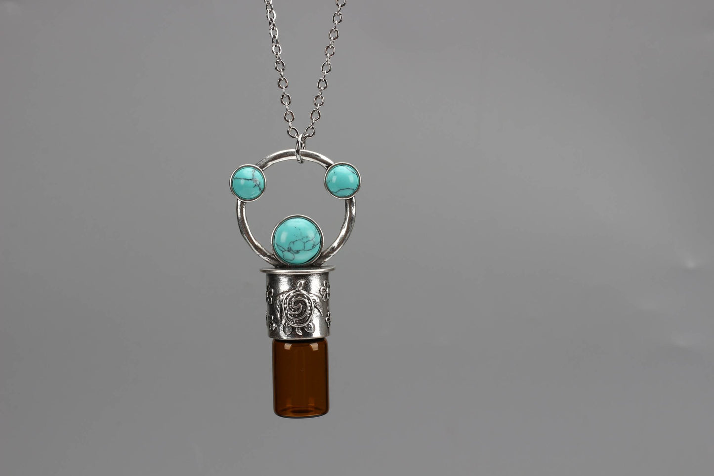 Stress Relief, Anxiety support, AromaTherapy Essential Oil Rollerball Necklace with Turtle and Earth design