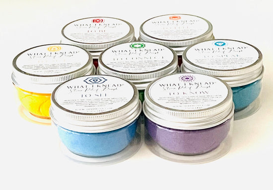 What I Knead® Chakra AromaTherapy Dough Stress Relief Mindfulness Tool Gift Box set of 7 with affirmation cards