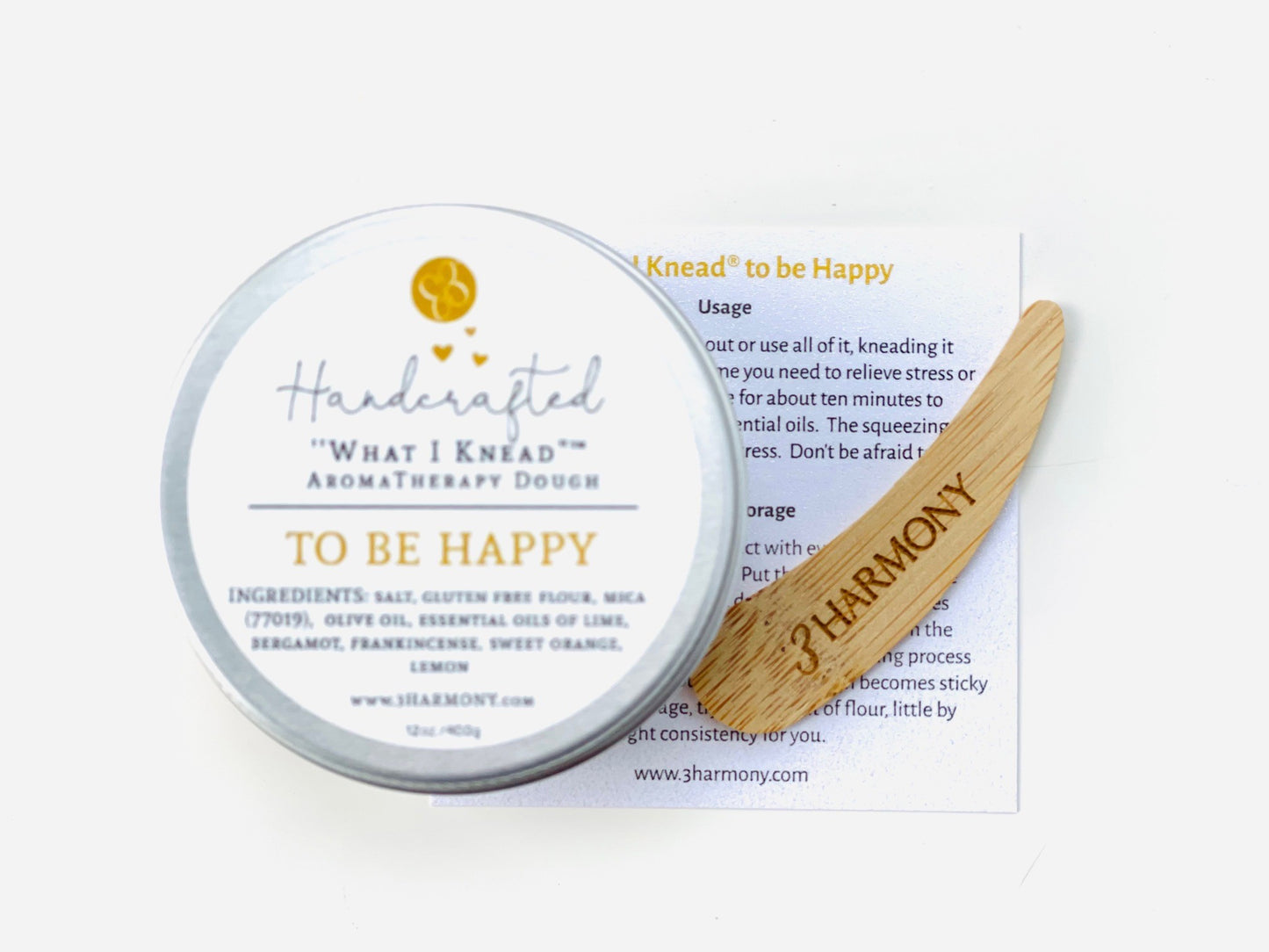 'What I Knead'® To Be Happy Stress Relief AromaTherapy Dough with journaling questions & audio meditation