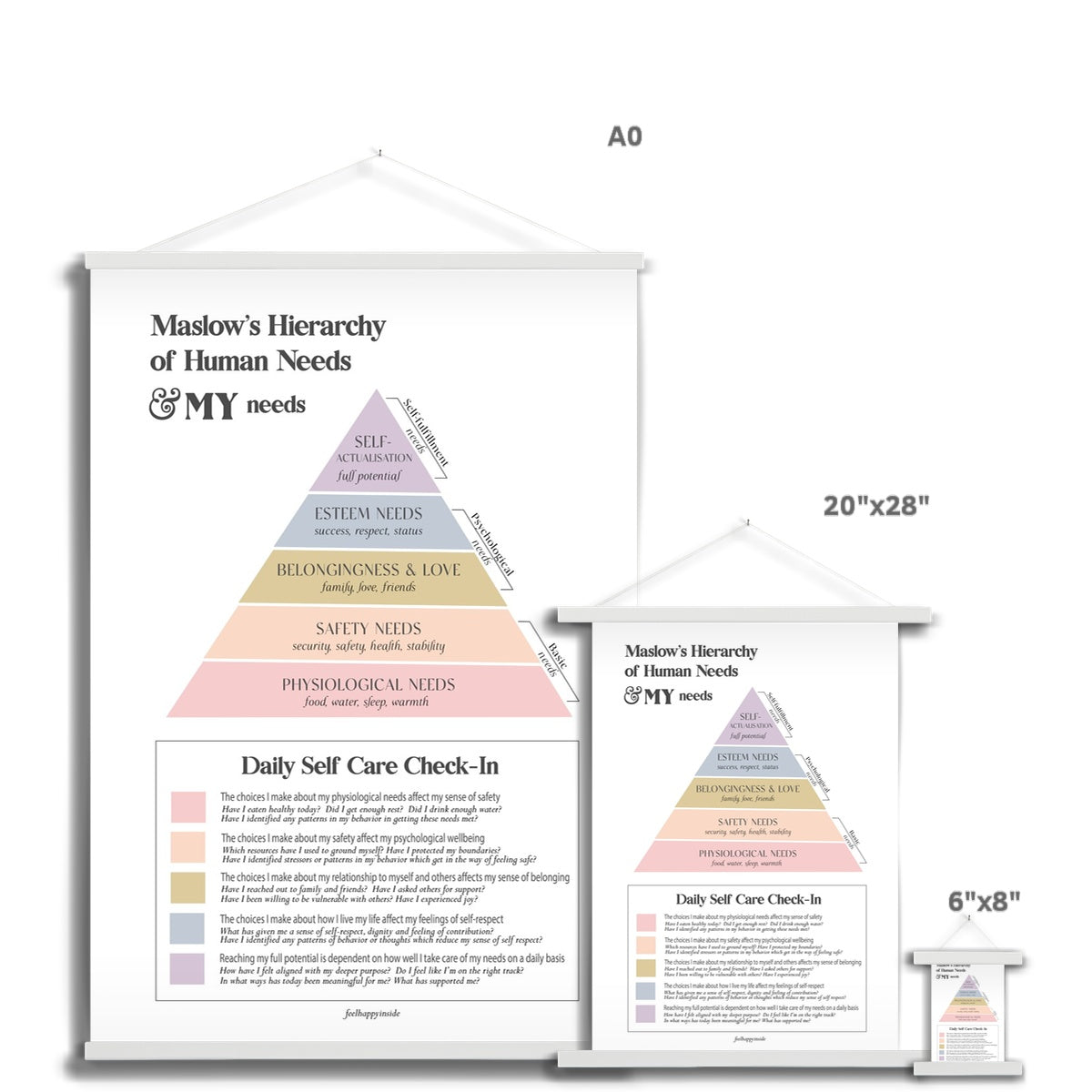 Maslow's Hierarchy of Needs Vertical Fine Art Print with Hanger