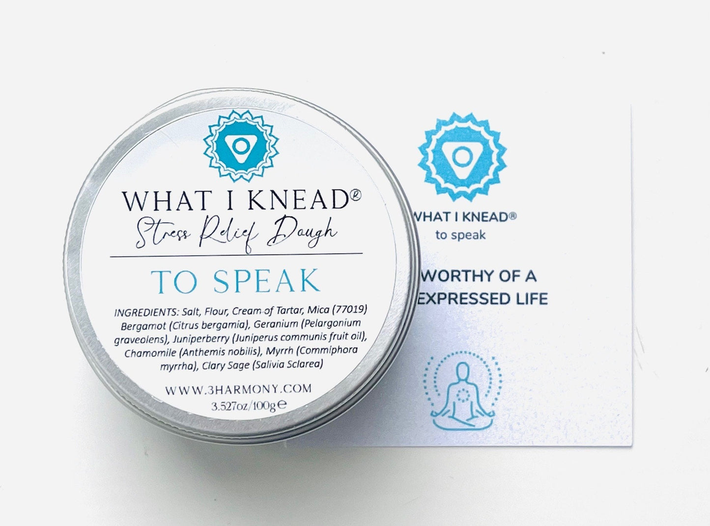 What I Knead to Speak Throat Chakra AromaTherapy Dough 'Vishuddha' Balancing Meditation tool Yoga self spiritual self care gift w/card & audio meditation