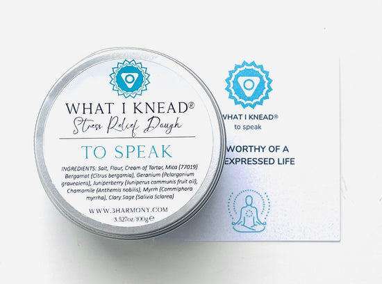 What I Knead to Speak Throat Chakra AromaTherapy Dough 'Vishuddha' Balancing Meditation tool Yoga self spiritual self care gift w/card & audio meditation