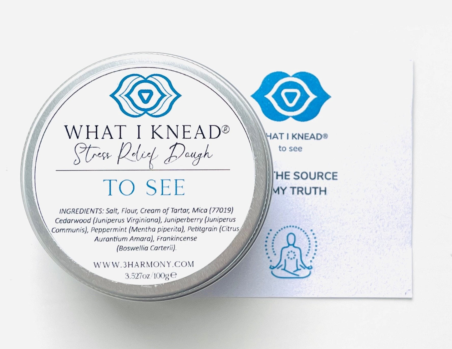 What I Knead to See Third Eye Chakra AromaTherapy Dough '' Balancing Meditation tool Yoga self spiritual self care gift w/card & audio meditation