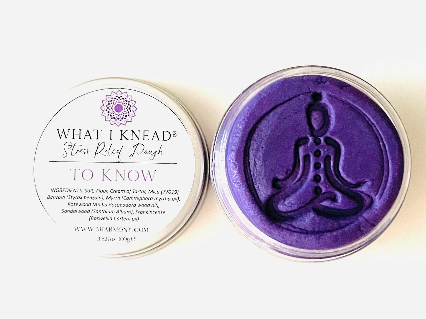What I Knead to Know Crown Chakra AromaTherapy Dough 'Sahasrara' Balancing Meditation tool Yoga self spiritual self care gift w/card & audio meditation
