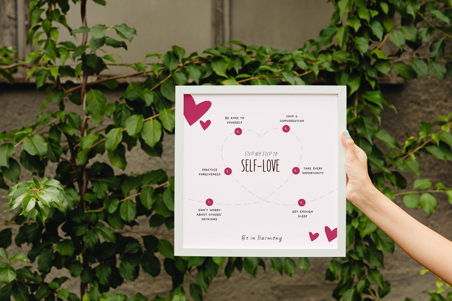 Digital 'Step by Step to Self Love' print, therapy office decor, Valentine's Day card idea, large affirmation card, self care reminder