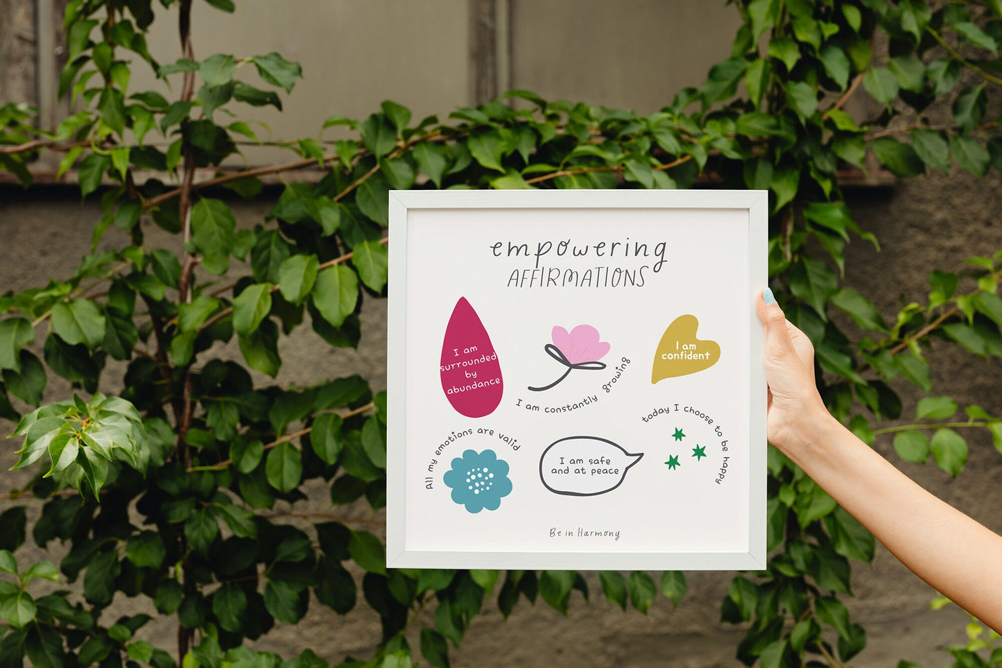 Digital 'Empowering Affirmations' print, affirmation card, therapy office decor, inspirational card idea, self care reminder