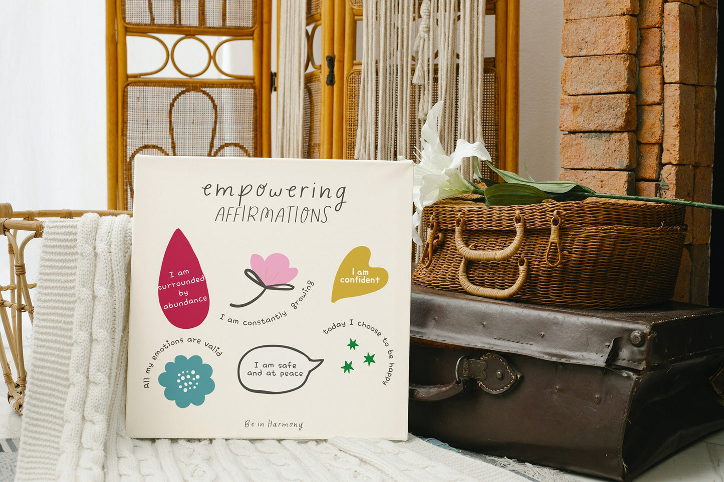 Digital 'Empowering Affirmations' print, affirmation card, therapy office decor, inspirational card idea, self care reminder