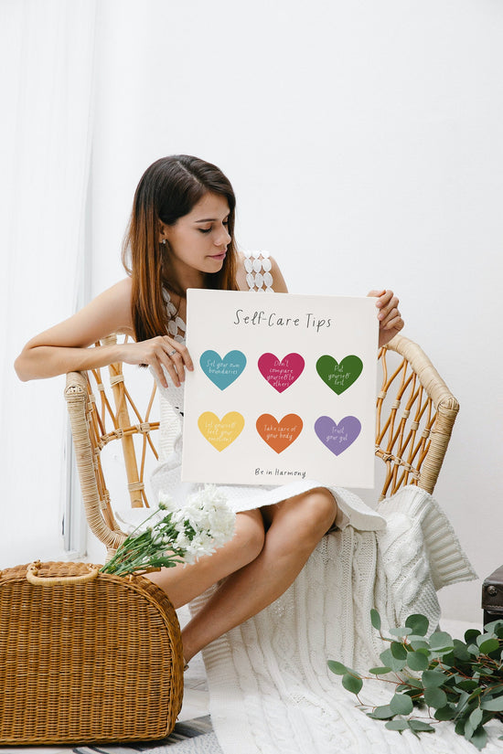 Bundle of 3 Digital 'Self Care' prints, therapy office decor, Valentine's Day card idea, large affirmation card, self care reminder