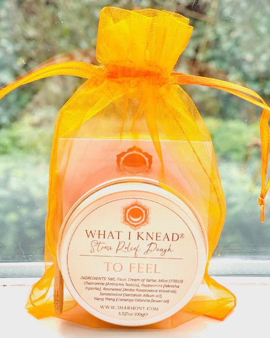 What I Knead to Feel Chakra AromaTherapy Dough 'Svadhishthana' Balancing Meditation tool Yoga self spiritual self care gift with affirmation card & audio meditation