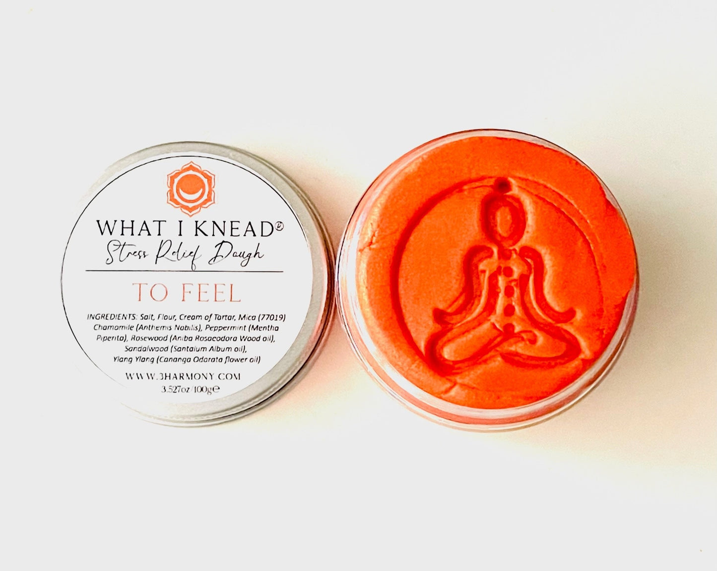 What I Knead to Feel Chakra AromaTherapy Dough 'Svadhishthana' Balancing Meditation tool Yoga self spiritual self care gift with affirmation card & audio meditation
