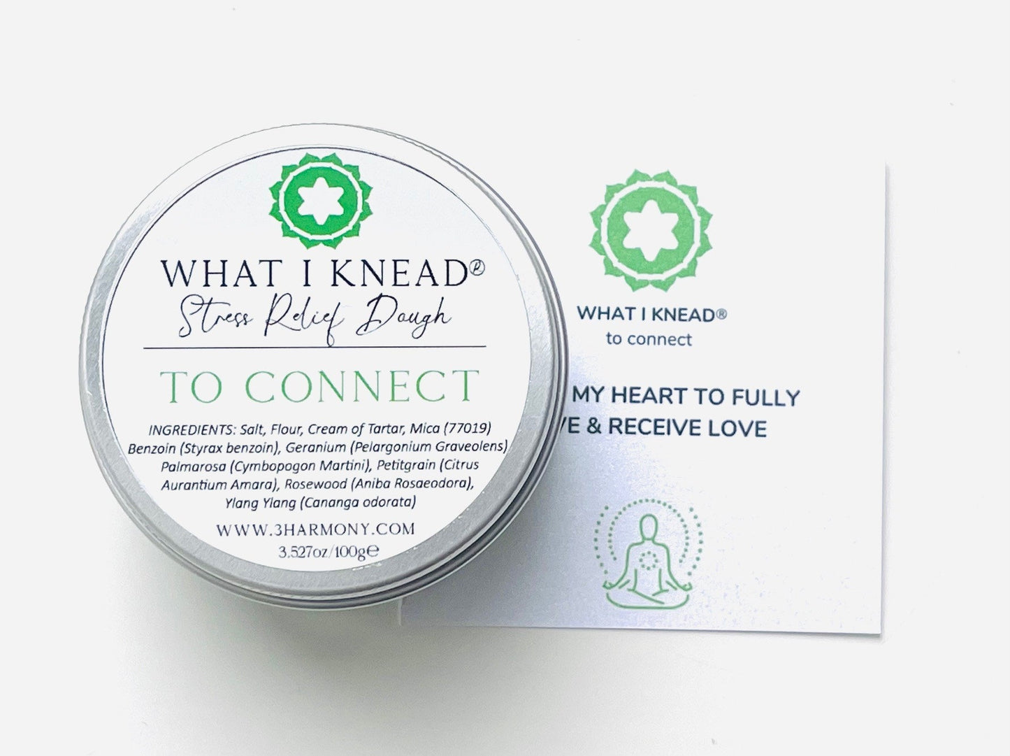 What I Knead to Connect Heart Chakra AromaTherapy Dough 'Anahata' Balancing Meditation tool Yoga self spiritual self care gift w/card