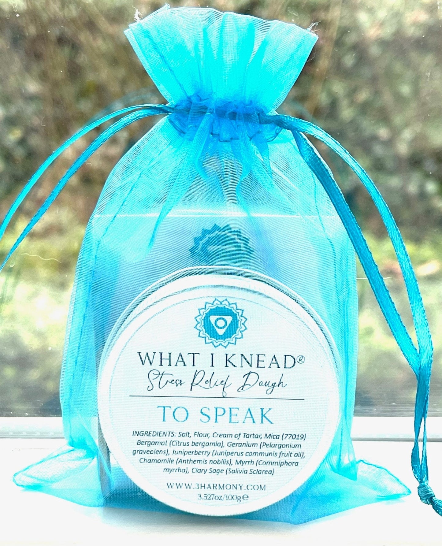 What I Knead to Speak Throat Chakra AromaTherapy Dough 'Vishuddha' Balancing Meditation tool Yoga self spiritual self care gift w/card & audio meditation