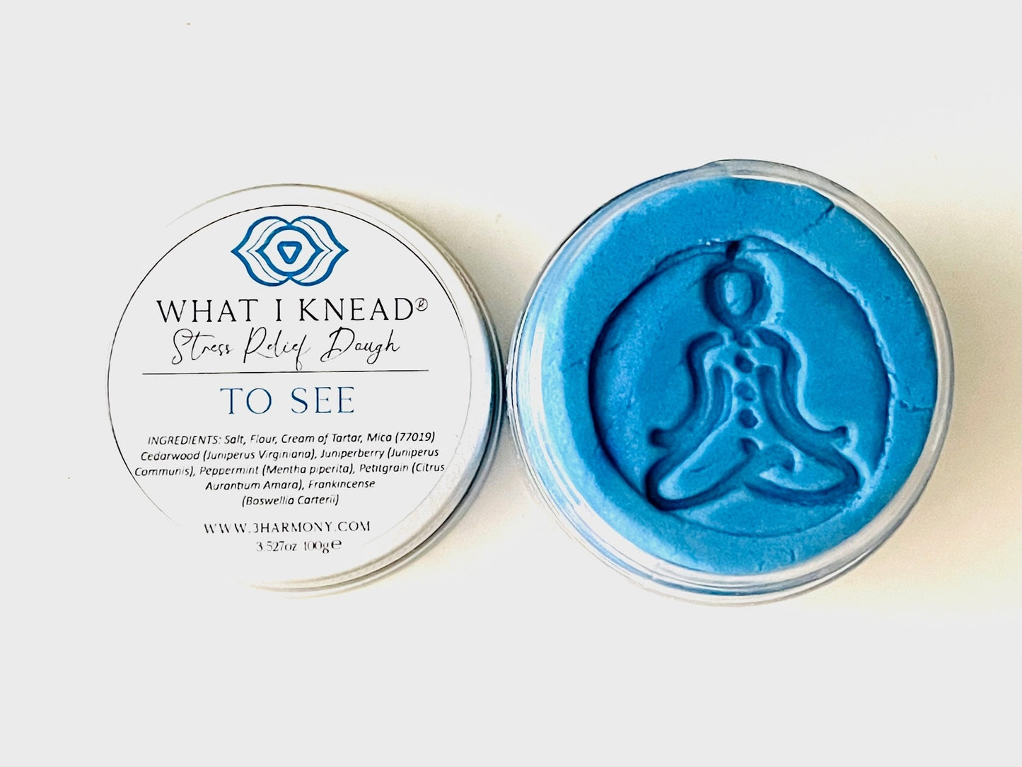 What I Knead to See Third Eye Chakra AromaTherapy Dough '' Balancing Meditation tool Yoga self spiritual self care gift w/card & audio meditation
