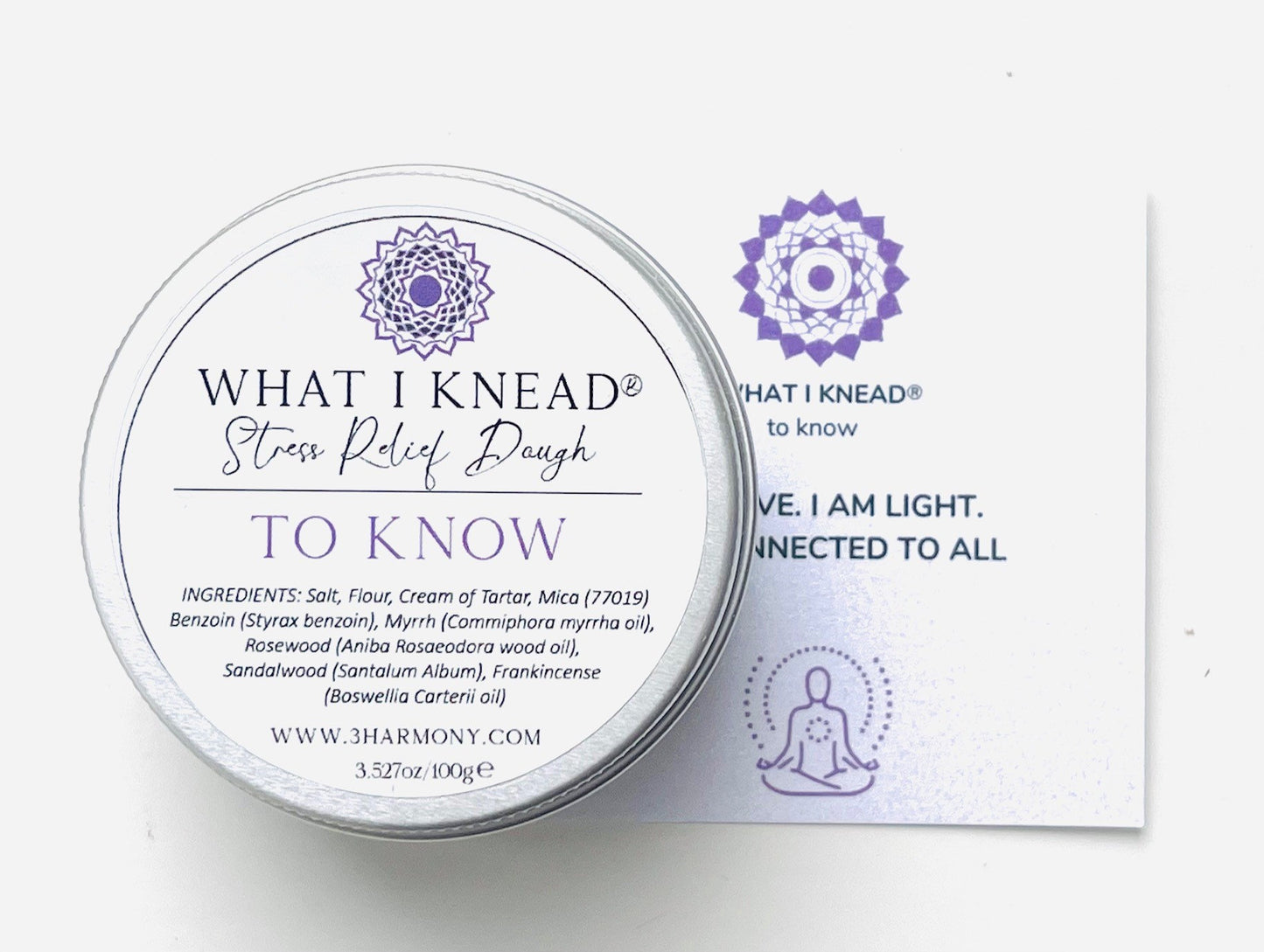 What I Knead to Know Crown Chakra AromaTherapy Dough 'Sahasrara' Balancing Meditation tool Yoga self spiritual self care gift w/card & audio meditation