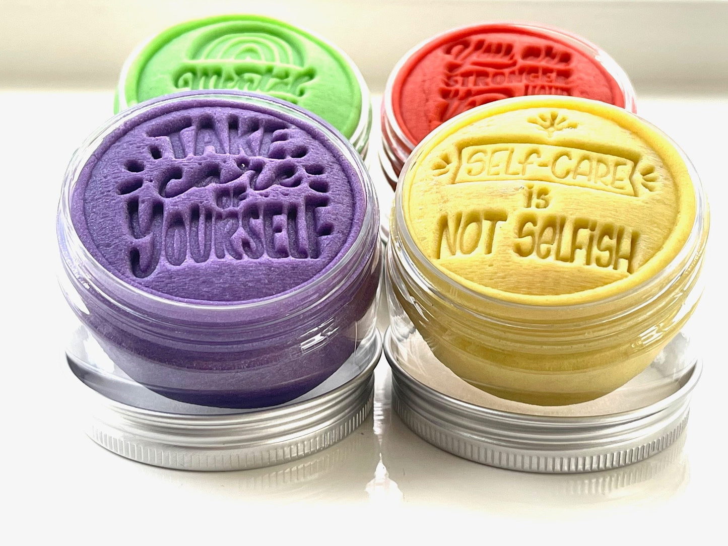Mental Health Messages Self Care affirmations What I Knead Stress Relief Dough w/matching sticker - bundle of 4 w/choice of scent, message