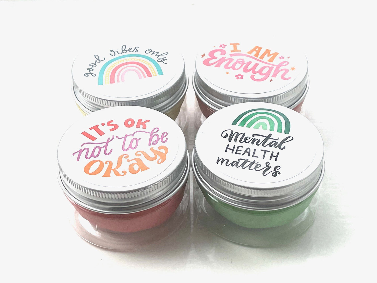 Mental Health Messages Self Care affirmations What I Knead Stress Relief Dough w/matching sticker - bundle of 4 w/choice of scent, message
