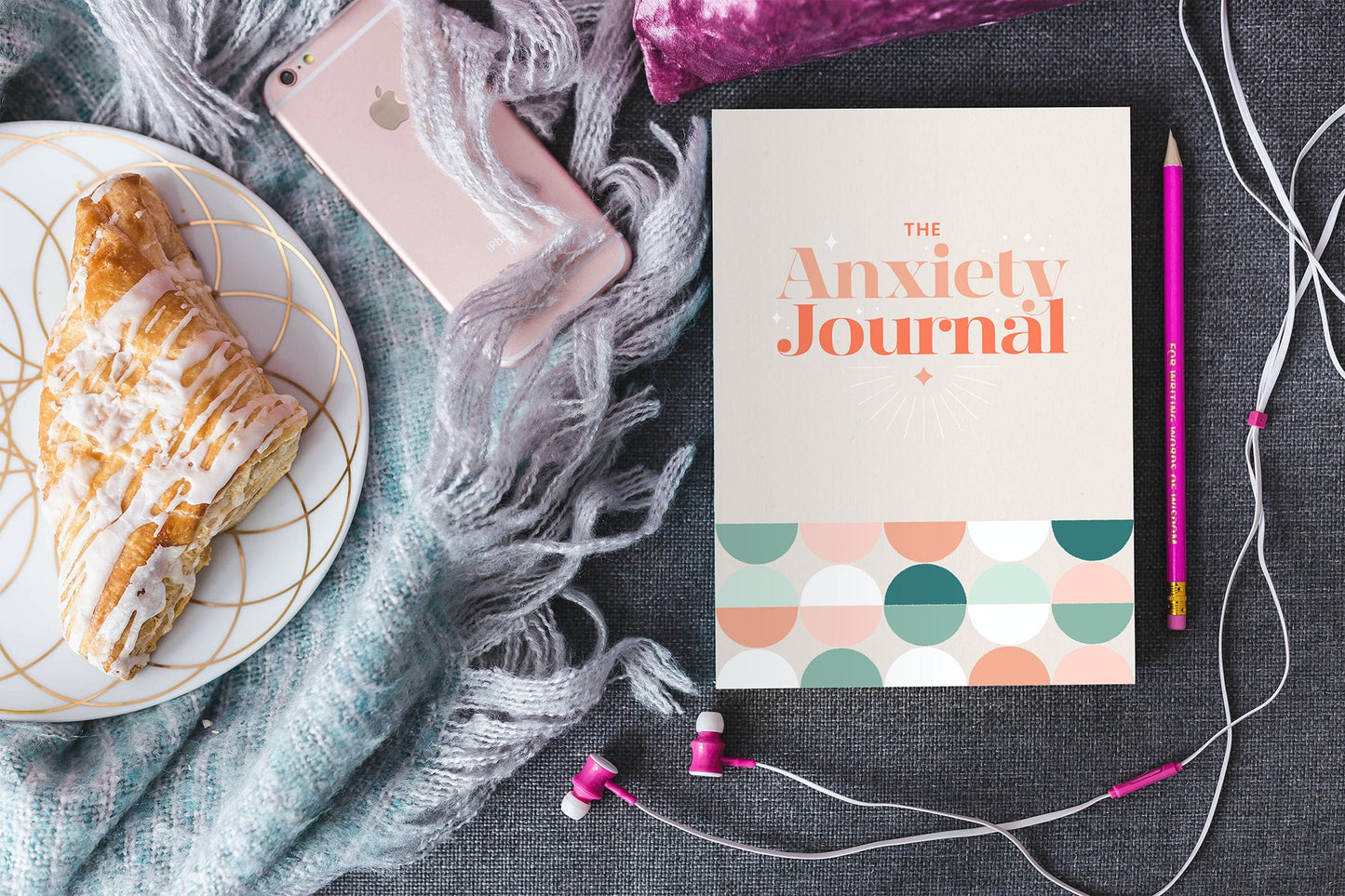 Digital Anxiety Journal Workbook tracker for wellbeing self care stress reduction affirmations happiness build self confidence boost your mood