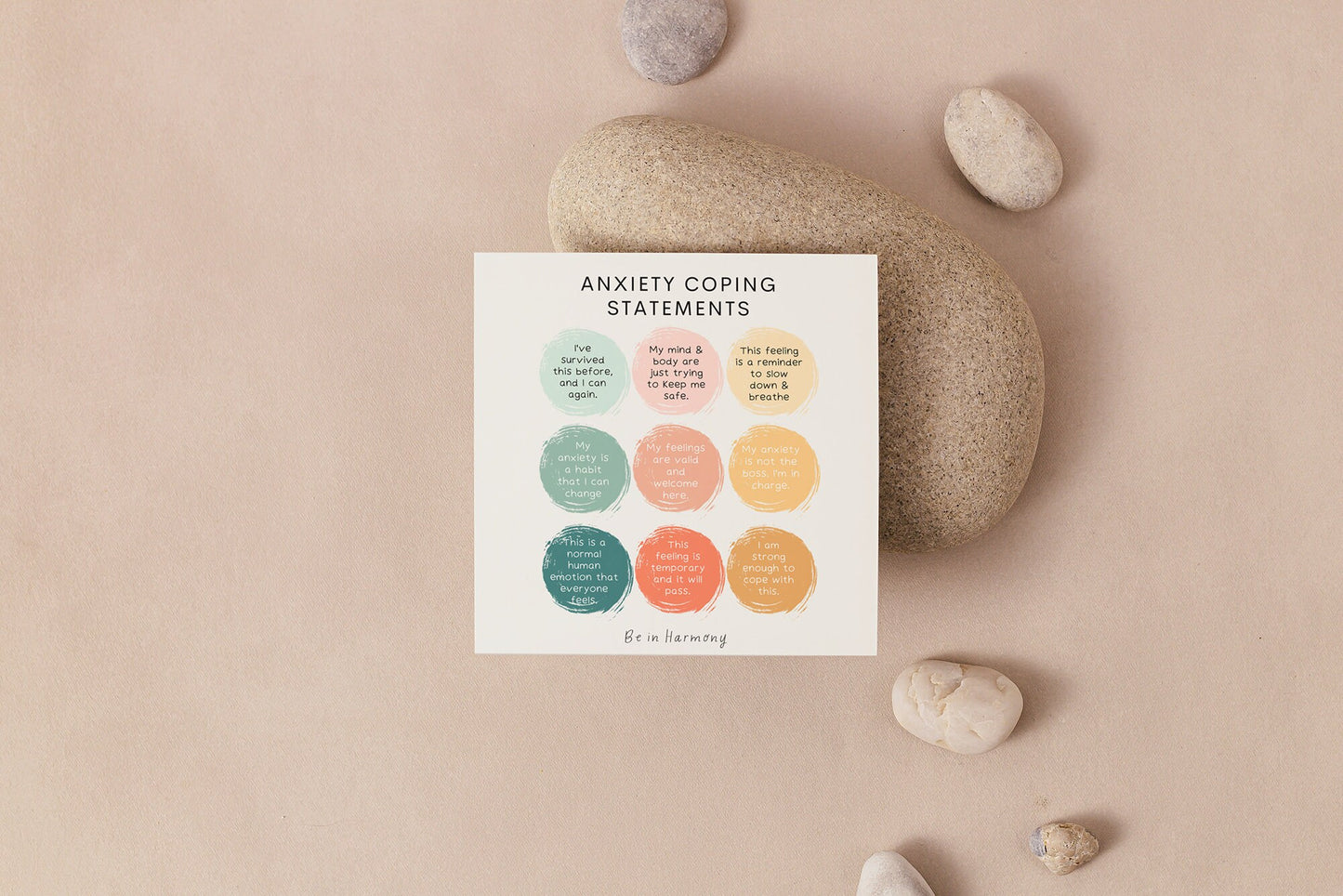 Bundle Digital Anxiety Journal Workbook tracker + Anxiety Coping Statements Poster-Card wellbeing self care stress reduction therapy tool