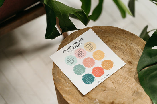 Bundle Digital Anxiety Journal Workbook tracker + Anxiety Coping Statements Poster-Card wellbeing self care stress reduction therapy tool