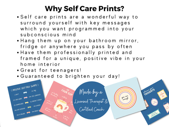 Set of 3 Digital Self Care Prints | Therapy Office Decor | Home Decor | Positive Messages | Inspirational Sayings | Self Esteem | Self Love
