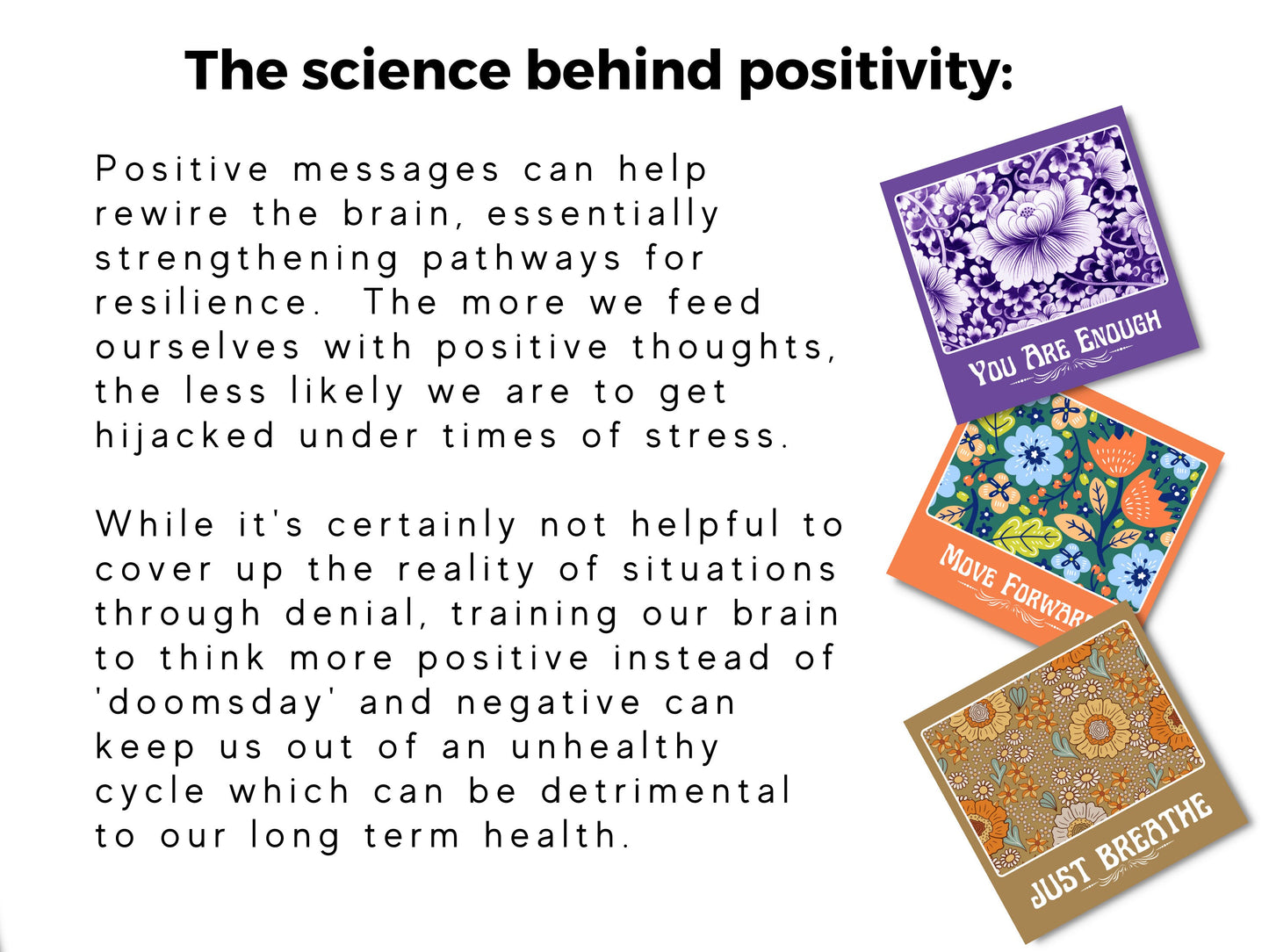 40 Digital Floral Design Positive Messages Cards | Mental Health Resources | Self Care Reminder Cards | Affirmation Cards | Therapy Tools