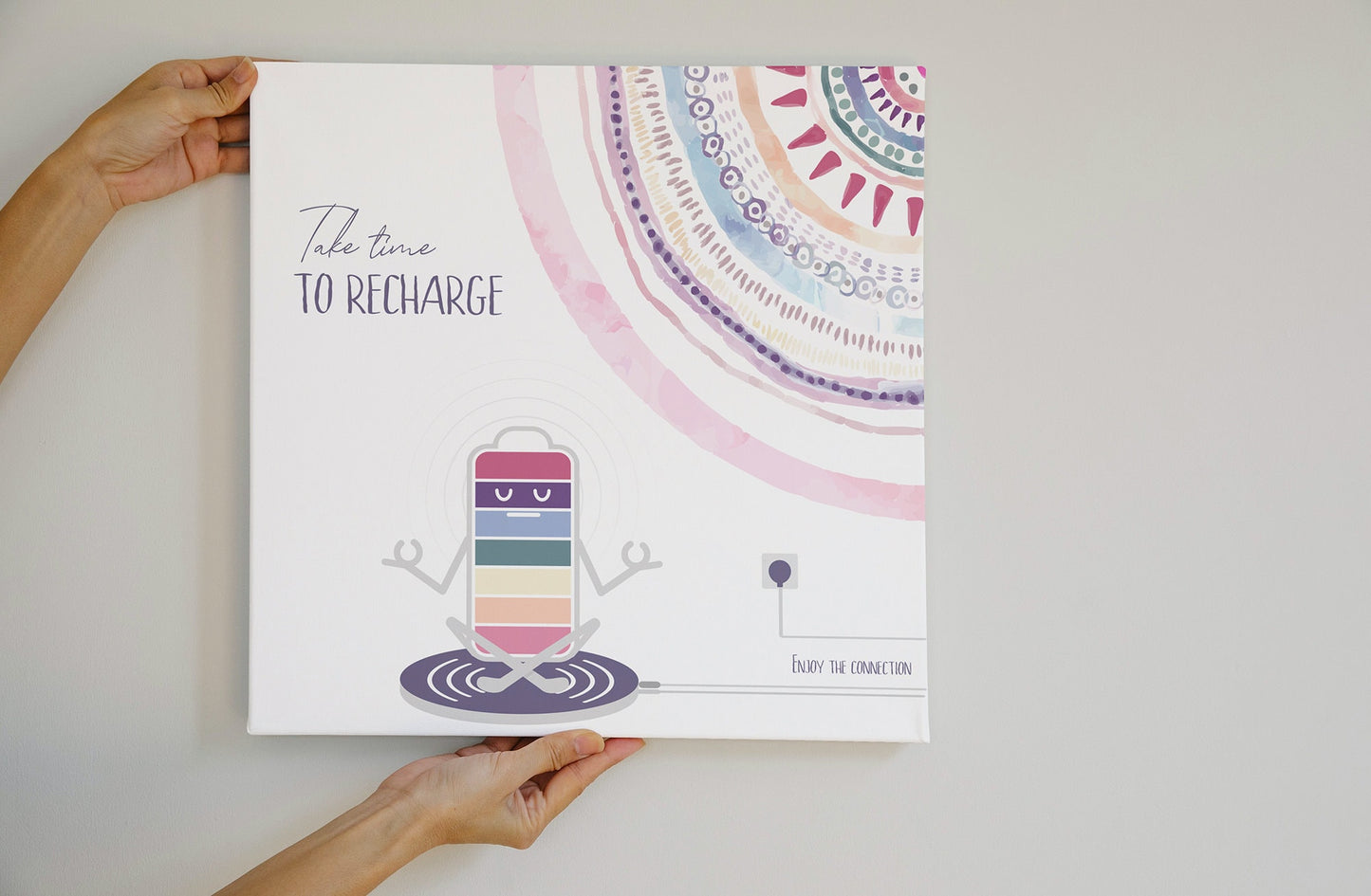 Digital Art 'Take time to Recharge - Enjoy the Connection' Inspirational poster self care reminder therapy office decor yoga school decor