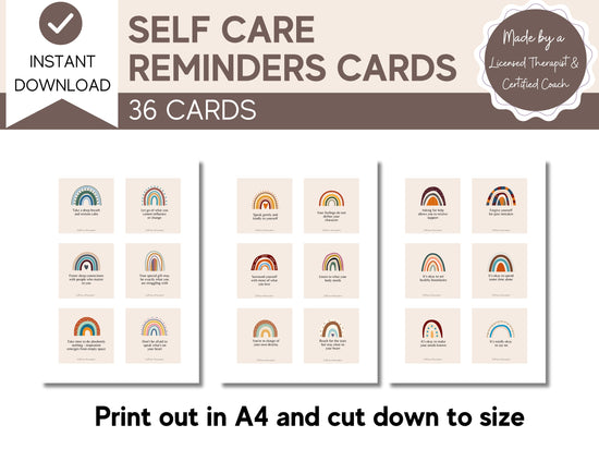 Boho Rainbow Self Care Reminders Cards | Therapy Tools | Affirmation Cards | Daily Intention Cards | Psychology resources | Mental Health